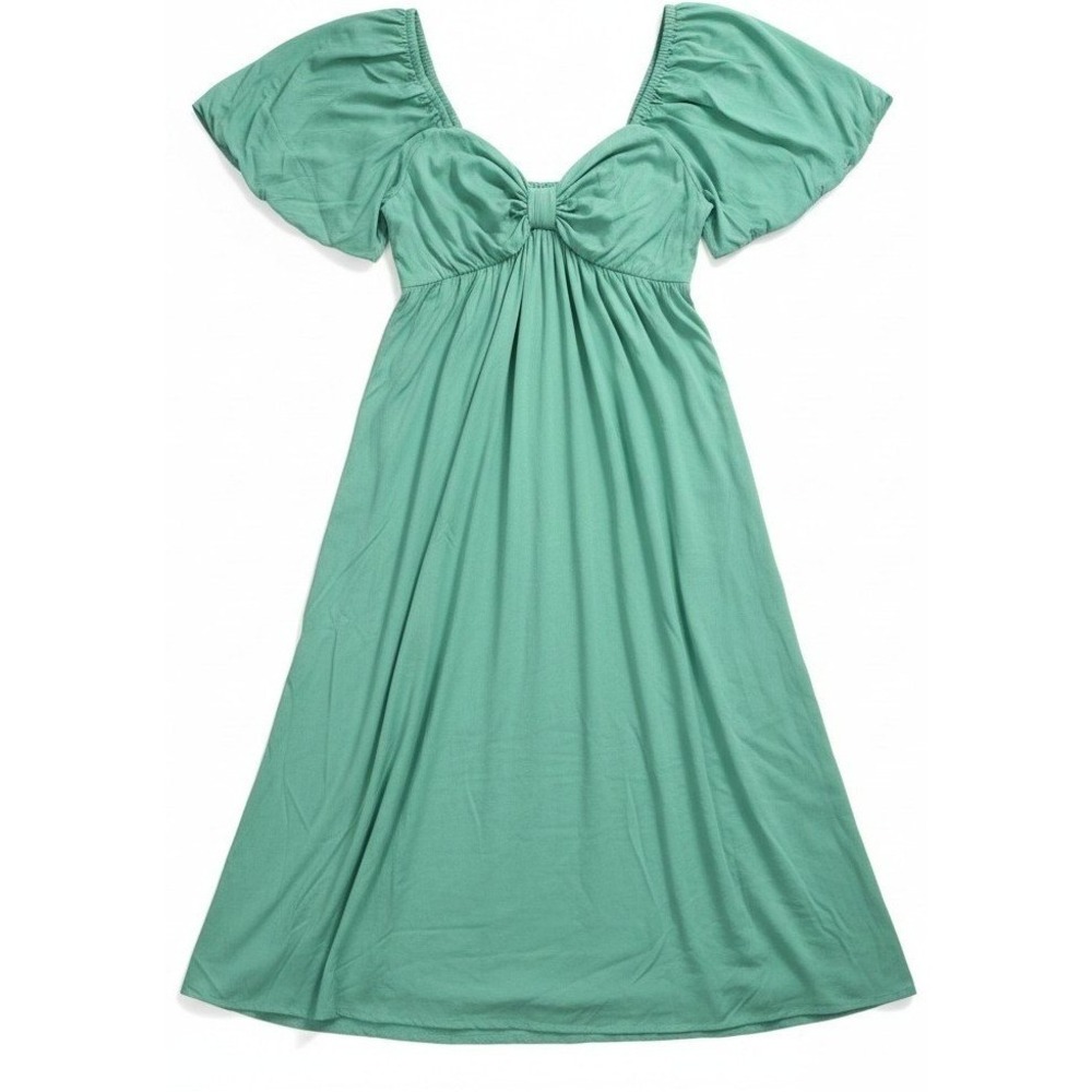 NWT Ava & Viv Womens Dress 2XL Green S/S Plus Size Empire Waist Midi Dress